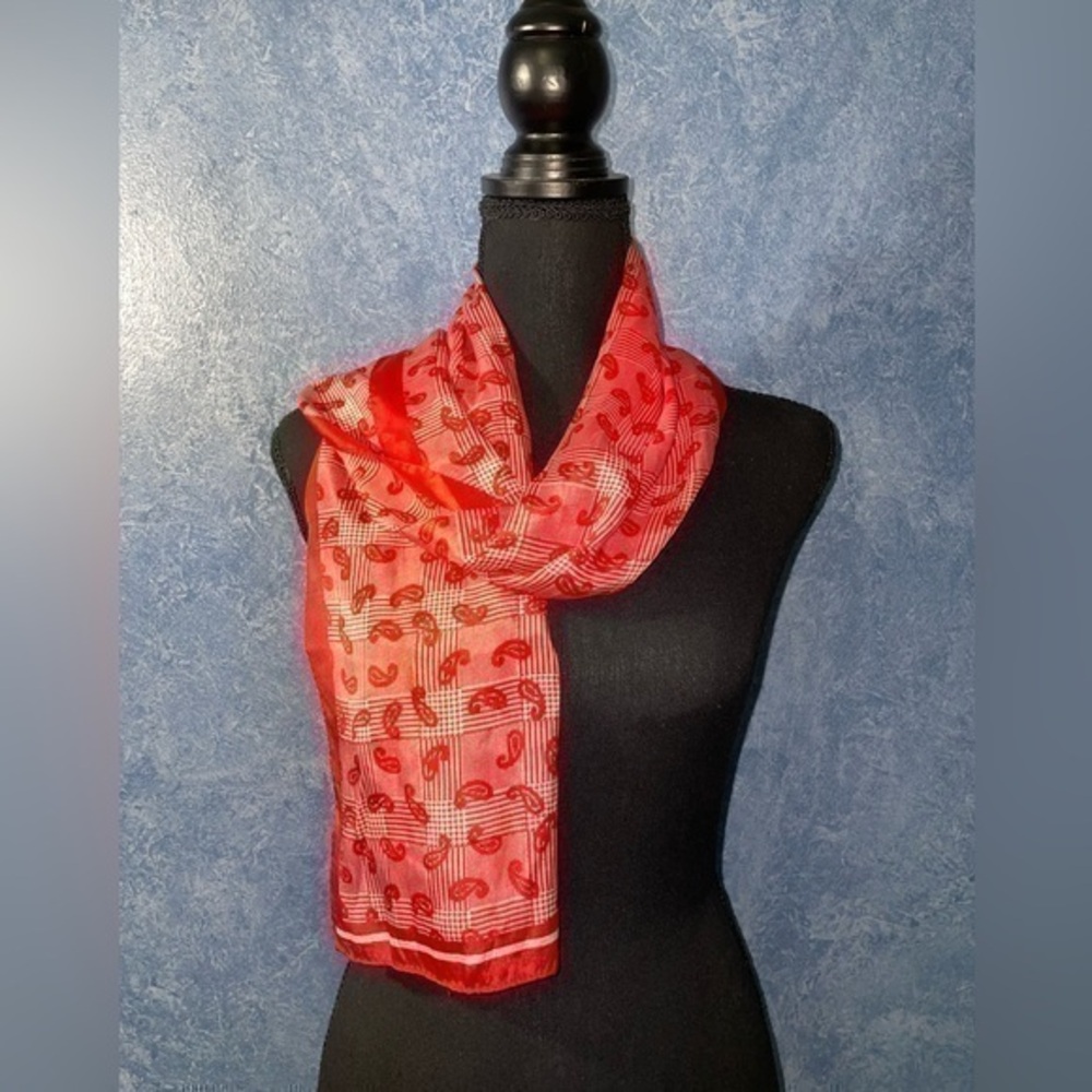 Elaine Gold Silk Red Scarf